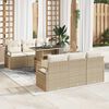 vidaXL Tuin Sofa Set met kussen met opslag 7 pcs Beige Poly riet