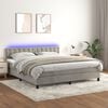 vidaXL Boxspring met matras en LED fluweel lichtgrijs 160x200 cm