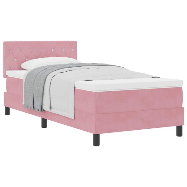 vidaXL Boxspringbed met matras Roze 100 x 200 cm Fluweel