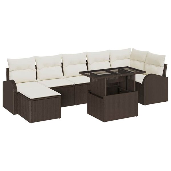 vidaXL Tuin Sofa Set met kussen met opslag 8 pcs Bruin Poly riet