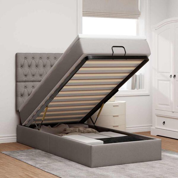 vidaXL Ottoman bed met matras en LED's 80x200cm stof taupe