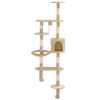 vidaXL Kattenkrabpaal met sisal krabpalen wandmontage 194 cm beige