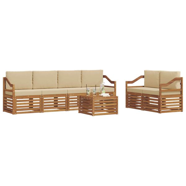 vidaXL Buiten bankenset 7 pcs Natuurlijk en Beige Massief Acaciahout