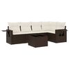 vidaXL 6-delige Loungeset met kussens poly rattan bruin