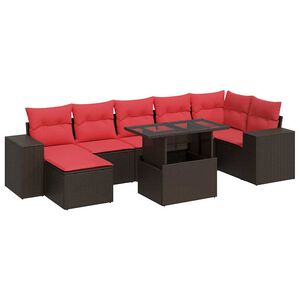 vidaXL 8-delige Loungeset met kussens poly rattan acacia bruin