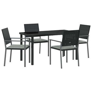 vidaXL Tuin eettafelset 5 pcs Zwart en Licht Grijs PE Rattan