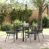 vidaXL Tuin eettafelset 5 pcs Zwart poly rattan
