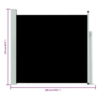 vidaXL Tuinscherm uittrekbaar 170x300 cm zwart