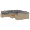 vidaXL 12-delige Loungeset met kussens poly rattan beige