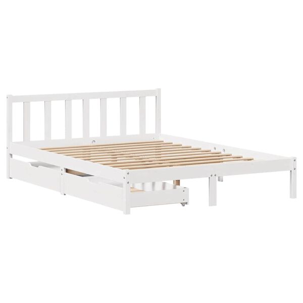 vidaXL Bedframe zonder matras massief grenenhout wit 140x200 cm