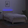 vidaXL Boxspring met matras en LED stof cr&egrave;mekleurig 90x190 cm