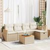 vidaXL 6-delige Loungeset met kussens poly rattan beige