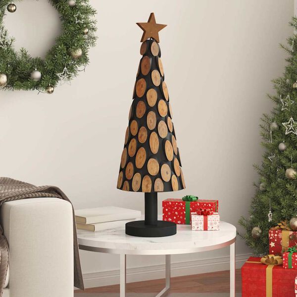 vidaXL Kerstboom met standaard Bruin 90 cm Massief teakhout