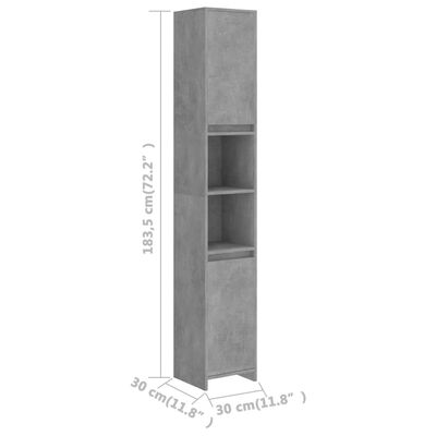 vidaXL Badkamerkast 30x30x183,5 cm bewerkt hout betongrijs
