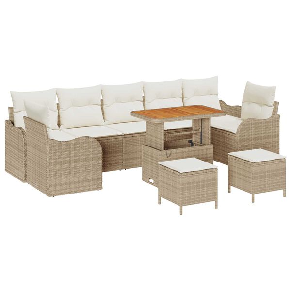 vidaXL Tuin Sofa Set met kussen met opslag 10 pcs Beige en Cr&egrave;me