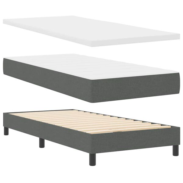 vidaXL Boxspringbed met matras Donkergrijs 190 x 90 cm Polyester