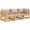 vidaXL 3-delige Loungeset met kussens massief hout taupe