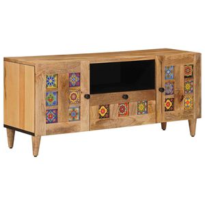 vidaXL TV-kast met lade Naturel 105 x 33,5 x 46 cm Massief Mango Hout