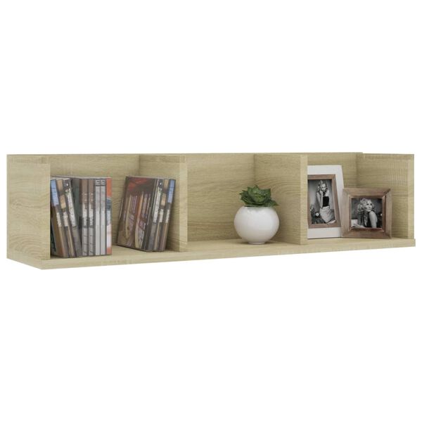 vidaXL Cd-wandschap 75x18x18 cm bewerkt hout sonoma eikenkleurig