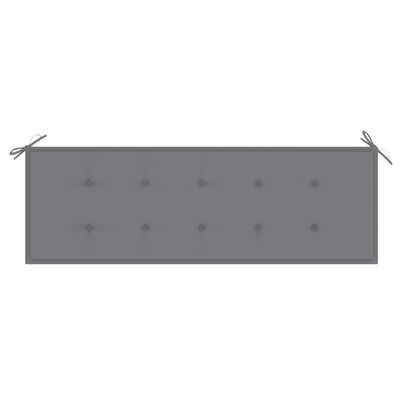 vidaXL Tuinbank met grijs kussen 150 cm massief teakhout