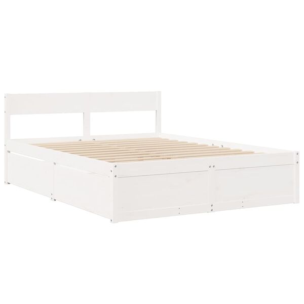 vidaXL Bedframe zonder matras massief grenenhout wit 140x200 cm