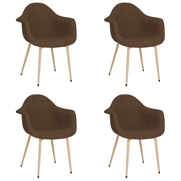 vidaXL Eetkamerstoelen 4 st stof donkerbruin