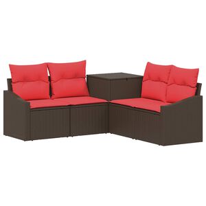 vidaXL Bankstel 5 st Bruin en Rood 178,5 x 178,5 x 85 cm