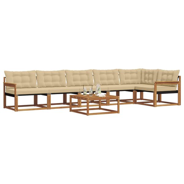 vidaXL Buiten bankenset met kussen 7 pcs Natuurlijk en Beige