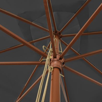 vidaXL Parasol met houten paal 300x300x273 cm antracietkleurig
