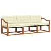 vidaXL Buiten bankenset met kussen 3 pcs Natuurlijk en Cr&egrave;me