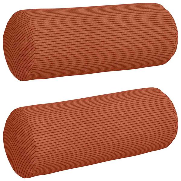 vidaXL Bolster Kussens 2 stuks Rood-oranje Ø 15 x 40 cm Cordstof