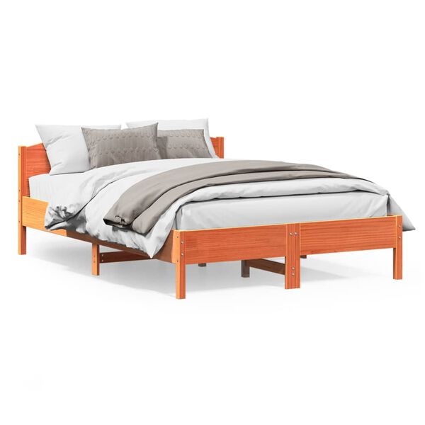 vidaXL Bedframe zonder matras massief grenenhout wasbruin 160x200 cm