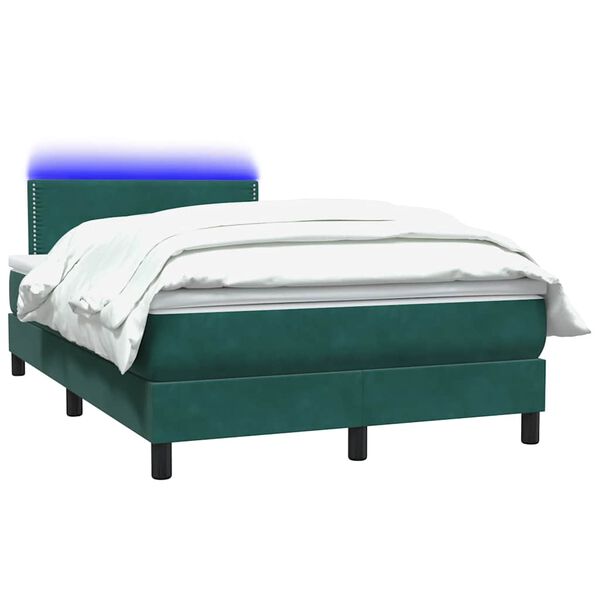vidaXL Boxspring met matras en LED fluweel donkergroen 120x210 cm