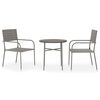 vidaXL 3-delige Tuinset poly rattan grijs