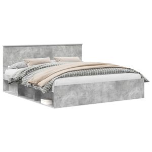 vidaXL Bedframe met hoofdeinde Beton 180 x 200 cm Massief grenenhout