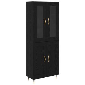 vidaXL Hoge kast 2 st Zwart Eiken 69,5 x 34 x 180 cm Bewerkt hout