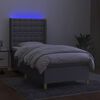 vidaXL Boxspring met matras en LED stof lichtgrijs 90x200 cm