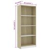 vidaXL Boekenkast met 4 schappen 60x24x142cm bewerkt hout wit en eiken
