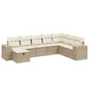 vidaXL 8-delige Loungeset met kussens poly rattan beige