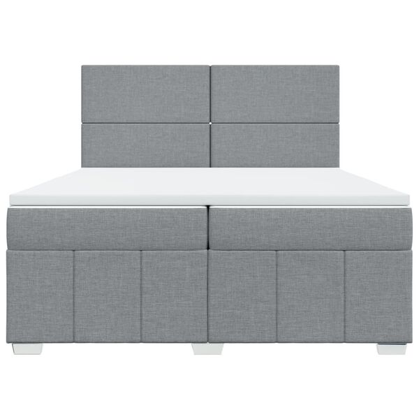 vidaXL Boxspring met matras stof lichtgrijs 200x200 cm