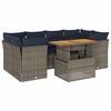 vidaXL 7-delige Loungeset met kussens poly rattan grijs