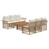 vidaXL Tuinbankenset 7 st Natuurlijk en Cr&egrave;me Wit poly rattan