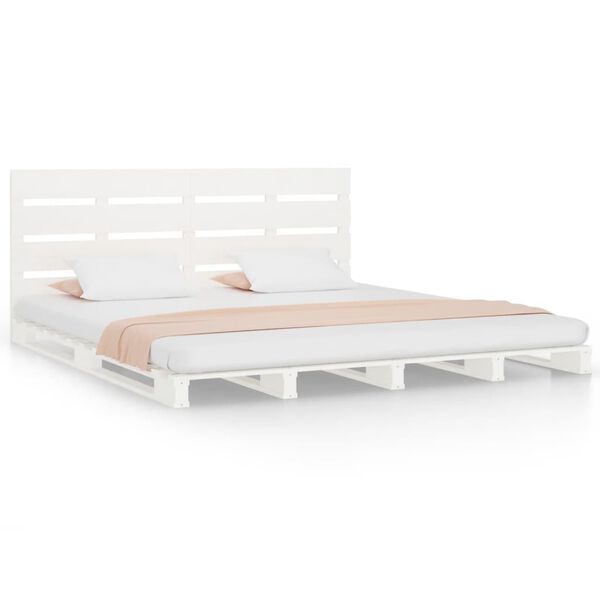 vidaXL Bedframe zonder matras massief grenenhout wit 135x190 cm