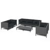 vidaXL 8-delige Loungeset met kussens poly rattan donkergrijs