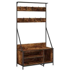 vidaXL Kledingrek met schoenenrek 100x41x184 cm gerookt eikenkleurig