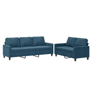 vidaXL 2-delige Loungeset met kussens fluweel blauw