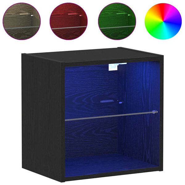 vidaXL Wandplank met LED-verlichting met plank Zwart 40 x 28,5 x 40 cm