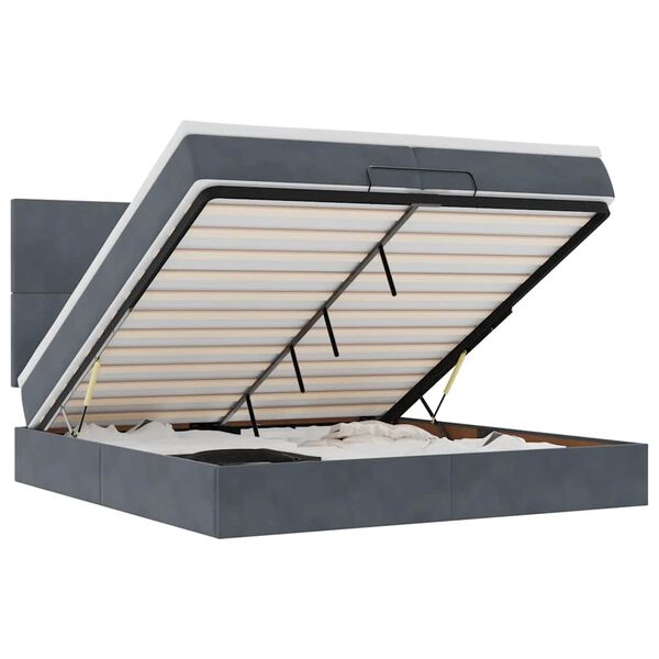 vidaXL Ottoman bed met matrassen en LED's 200x200cm fluweel