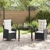vidaXL Tuin eettafelset met kussen 3 pcs Zwart poly rattan
