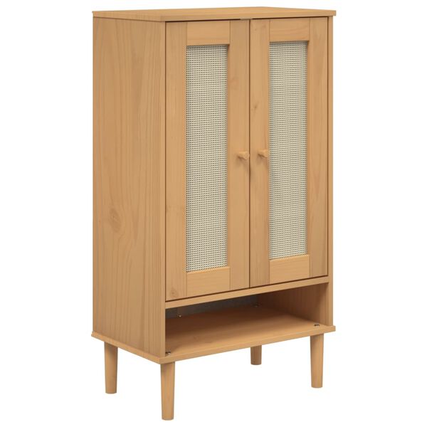 vidaXL Schoenenkast SENJA 59,5x35x107 cm rattan look grenenhout bruin
